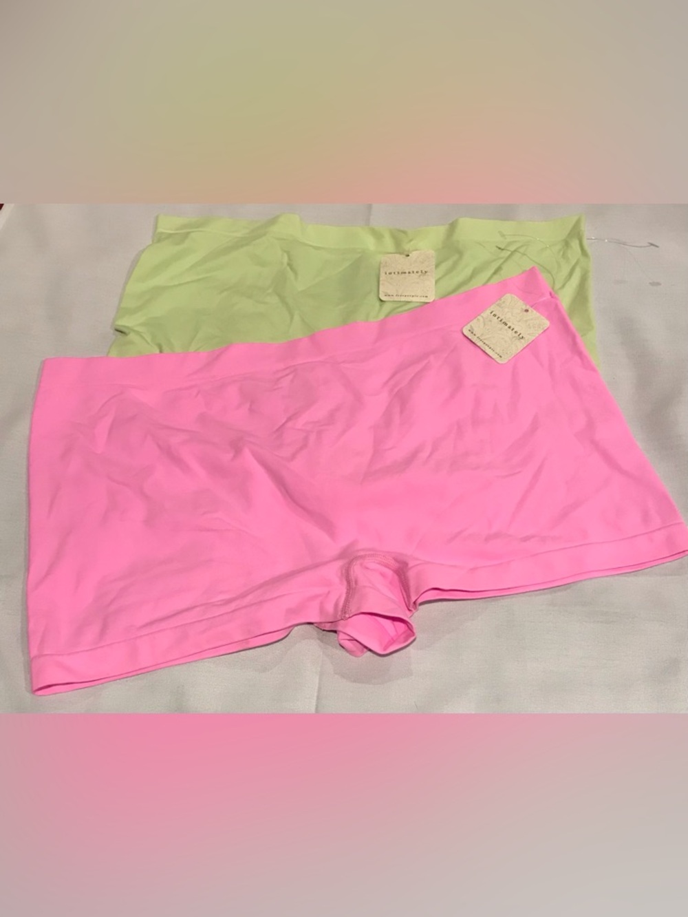 2 pair of Free People Intimately Pink and Lime Seamless Boyshorts